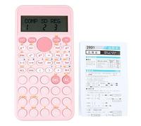 Firlar Scientific Calculator,Multi functional Pink Kawaii Calculator with Algebra,2 Rows LCD Display 240 Functions Battery Powered Desk Calculator,for Office School Business
