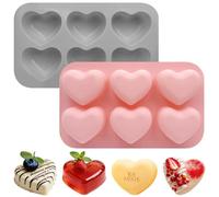 Firleayo Heart Silicone Molds 2 Pcs Heart Chocolate Molds Hearts-Shaped Cake Mold Hearts Muffin Tray for Baking Crafts Candy Dessert Candles Ice Cubes Soaps Wax Melts