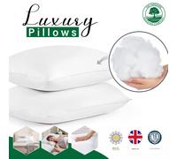 (Firm Deluxe Pillow Pair) Stripe Memory Foam Pillows Pack of 2 Pillows & Pillowcases