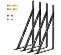 FIRMETAL 20 inch x 12 inch Heavy Duty Shelf Bracket ,Max Load 360 LBS, 4-Pack Floating Shelf Brackets Corner Brace Joint Right Angle Bracket Black L Brackets Heavy Duty (20 inch x 12 inch)