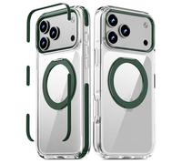 FIRMGE Magnetic for iPhone 17 Pro Max Case with 360° Spin Stand, Compatible with MagSafe, Military-Grade Protection, Detachable Strip, Anti-Yellowing Clear Phone Case for iPhone 17 Pro Max 6.9", Green