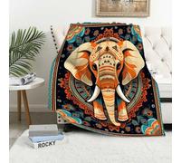 Firmiso Boho Elephant Throw Blanket 50x60 | Soft Cozy Fleece Blanket for Couch, Sofa, or Bed | Mandala Elephant Decor for Living Room | Unique Gift for Women, Family, or Friends