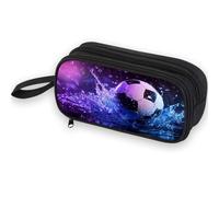 Firmiso Kids Pencil Case, Soccer Water Splash Graphic, Large Capacity Double Zipper Pencil Pouch with Compartments, Durable Polyester Stationery Organizer, Pen Bag for Boys Girls Teens