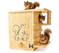Firmlly Extra Large Outdoor Squirrel House with Upgraded Metal Latch - Wooden Squirrel Nesting Box with Double Rest Platforms, Side Panels, Ventilated Design for Backyard Wildlife
