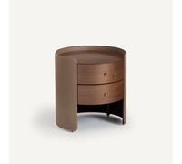 Firmo Bedside Cabinet in Walnut and Leather Veneer walnut