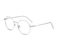 Firmoo Blue Light Blocking Reading Glasses 1.00 for Women/Men, Silver Vintage Irregular Eyewear Reader