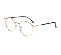 Firmoo Blue Light Blocking Reading Glasses 2.5 Women Men Gold, Round Metal Frame Reading Computer Glasses Anti Glare Eyestrain, Light Tinted Blue Light Glasses with Magnification