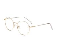 Firmoo Blue Light Blocking Reading Glasses 2.50 for Women/Men, Gold Vintage Irregular Eyewear Reader