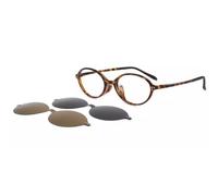 Firmoo Vintage Oval Blue Light Blocking Glasses with 2 Pairs Magnetic Clip-On Sunglasses(Grey/Brown), Lightweight TR90 Frame, 3-in-1 Multi-Functional Design for Indoor and Outdoor
