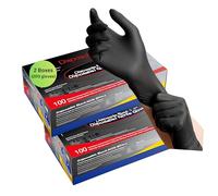 firmsafeT 200 Black Nitrile Examination Gloves, Large, Powder-Free & Latex-Free - Multipurpose, Tattoo, Beauty, Food, Industrial, Household - EN 455 Certified