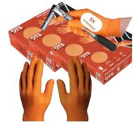 firmsafeT 200 Heavy Duty Orange Disposable Super Strong Diamond Textured Nitrile Gloves 8.5g/8 Mil - Powder & Latex Free, Industrial, Automotive, Tyre, Food Prep, Cleaning & Gardening - Small