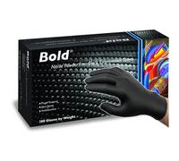 firmsafeT Heavy Duty Black Nitrile Gloves Medium - BOLD Disposable Powder Free & Latex Free Examination Gloves - Industrial, Medical, Mechanic, Food Handling, Hair & Beauty & Janitorial (Black, M)
