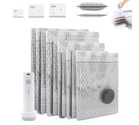 Firmstaunch Cordless Travel Vacuum Storage Compression Bag, Vacuum Storage Bags for Travel with Rechargeable Air Pump, Space Saver Bags for Clothes, Portable Rechargeable Air Pump(Pump*1+bags*15)