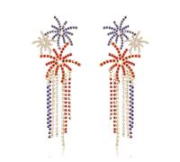 Firopia American 4th of July Dangle Earrings for Women | American Flag Earrings | Champagne Windmill Cake Earrings | Patriotic Earrings for Women | American Independence Day Jewelry, Metal, Rhinestone