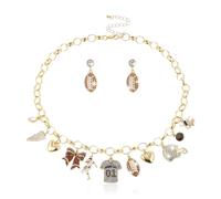 Firopia Football Earrings and Necklace Set for Women | Game Day Jewelry Set | Jewelry Gifts for Sport Lover Football Team