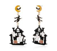 Firopia Halloween Dangle Earrings for Women | Spooky Skeleton Skull Ghost Spider Web Witch Castle Pumpkin Earrings | Costume Party Earrings Holiday Jewelry Gifts, No Gemstone