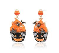 Firopia Halloween Dangle Earrings for Women | Spooky Skeleton Skull Ghost Spider Web Witch Castle Pumpkin Earrings | Costume Party Earrings Holiday Jewelry Gifts, No Gemstone