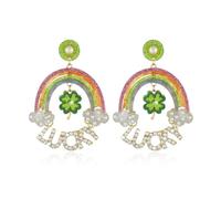 Firopia St Patrick's Day Earrings for Women | Irish Flag Earrings |Shamrock Earrings | Leprechaun Earrings | Rainbow Lucky Earrings| Irish Earrings St. Patrick's Day Jewelry Accessories, No Gemstone