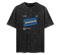FIRS Fashionable Men's Retro T-Shirt Blockbuster Video Store Cotton T-Shirt Black XXL