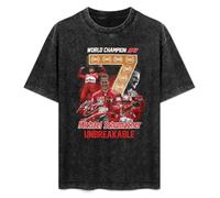 FIRS Fashionable Men's Retro T-Shirt Michael Schumacher Signature Unbreakable Cotton T-Shirt Black L