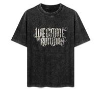 FIRS Unisex T-Shirt Vintage We Came As Roman 100% Cotton Round Neck Black S