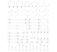 FIRSAUKI 60Pcs Clear Piercing Retainers for Surgery Bioflex Plastic Jewelry for Nipple Tongue Nose Septum Eyebrow Belly Cartilage Tragus Earrings Retainer Industrial Lip Labret Rings Studs for Work