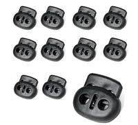 FirSea Pack of 10 cord locks, spring stopper closure toggle for drawstring clamp, laces for shoes, drawstrings, paracord, bags, shoelaces, clothes (black)