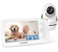 Firskids Baby Monitor, 5” Video Baby Monitor with Camera and Audio, 32-Hour Battery, Non WiFi, 2 Way Talk, Temp Sensor, Auto Night Vision, Pan Tilt Zoom Camera, Suitable for Monitor Baby and Elderly