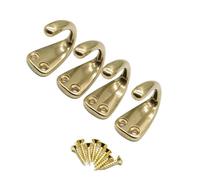 FIRSORCA 4PCS Vintage Brass Coat and Hat Hook Classic Simple Hooks Wall Mounted Bath Stands for Hanging Clothes Hangers Scarf Towel Key Cup