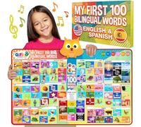 First 100 Words Bilingual Electronic Alphabet Poster - Interactive Learning Chart for Kids | 100 First Words in English & Spanish | Educational Talking Wall Poster