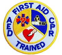 First Aid AED CPR Trained Patch (3 Inch) Embroidered Iron or Sew on Badge DIY Applique Paramedic Ambulance Bag Jacket Shirt
