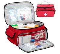First Aid Bag, 11.0x7.5x6.3 Inch Bag with Handle & Multi-Compartments, Large Capacity Travel Medicine Organizer, Pill Organizer for Home, Travel