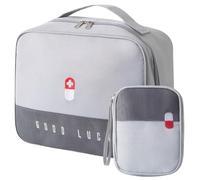 First Aid Bag Empty, 2 Pcs Medicine Travel Storage Bag, Waterproof Medical Bag Built-in Compartment, 25x20x12cm Portable Multifunctional Empty Bag for Home, Office, Travel, Outdoor (Grey)