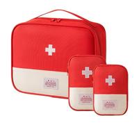 First Aid Bag Empty, 3PCS Medicine Travel Storage Bag, First Aid Kit Bags, Mini First Aid Pouch Waterproof Oxford Fabric Material Medical Storage Bag for Traveling Camping Home Hiking Survival Red