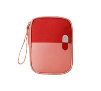 First Aid Bag Small with 3 Compartments - Empty Mini Medical Storage Box - Waterproof Canvas Travel Pharmacy - 14x11x2cm - Red - Ideal for Travel, Hiking, Camping and Outdoor Use