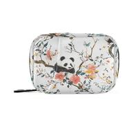 First Aid Bag with Detachable Compartments and Portable Pill Organizer with Aesthetic Panda, 2 Times a Day for Purse
