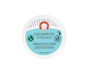 First Aid Beauty Facial Radiance Pads - Daily Exfoliating Pads with AHA (Glycolic + Lactic Acids) that Help Tone & Brighten Skin - Compostable for Daily Use, 28