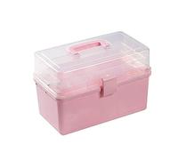 First Aid Box Medical Tin for Home Medicine Storage Organiser with Compartments Boxes White,s(Pink,L)