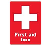 "First Aid Box" Red Metal Wall Sign Plaque information Slogan Safety warning
