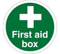 First Aid Box Safety Sign, 100mm Diameter, Self-Adhesive Vinyl Stickers, Pack of (1)