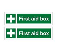 First Aid Box Signs, Self-Adhesive Vinyl Stickers, 15cm x 4cm, Pack of 2