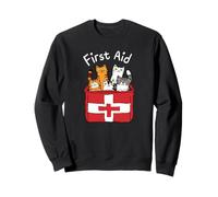 First Aid Cat Graphic - Cute Cartoon Cat Comfort Art Sweatshirt