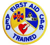First Aid CPR & AED Trained Patch (3 Inch) Embroidered Iron-on or Sew-on Badge Paramedic Emblem, Medic Kit Bag, Jacket, Cap, Hat, Crest, DIY Gift Patches