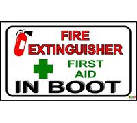 First AID & FIRE Extinguisher in Boot Sticker Taxi Bus 150mm x 87mm