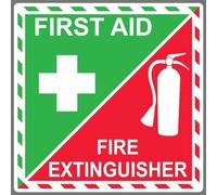 First Aid Fire Extinguisher Inside Decal Emergency Safety Kit Funny Metal Sign Crossing Traffic Novelty Square Sign 12x12 inch