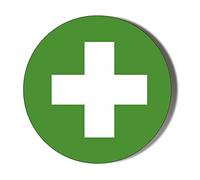 First AID Green Cross 10 x 49mm Vinyl Stickers Pack of 10