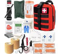 First aid IFAK kit, Trauma Kit Military Medical First Aid Kits with Tourniquet, Emergency Survival Bug Out Bag for Camping Gear Supplies Hiking,Navy,red