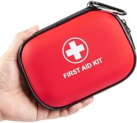 First Aid Kit, 124 Pieces Small First Aid Kit, Includes Plasters, Emergency Foil Blanket, Burn Gel for Travel Car Home Workplace Kids Camping Hiking Motorbike Holiday
