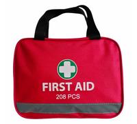First Aid Kit 208 Pcs, Small Travel First-Aid Bag, Mini Compact Survival Kit for Travel, Car, Home, Workplace, Camping, Hiking, Motorbike, Holiday, in a Handy Carry Case