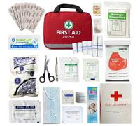 First Aid Kit - 210 Piece Emergency First Aid Kit Refill Reflective Design Bag with Eyewash Ice Packs & Emergency Kit Safety Essentials for Travel Home, Car, Workplace & Outdoor